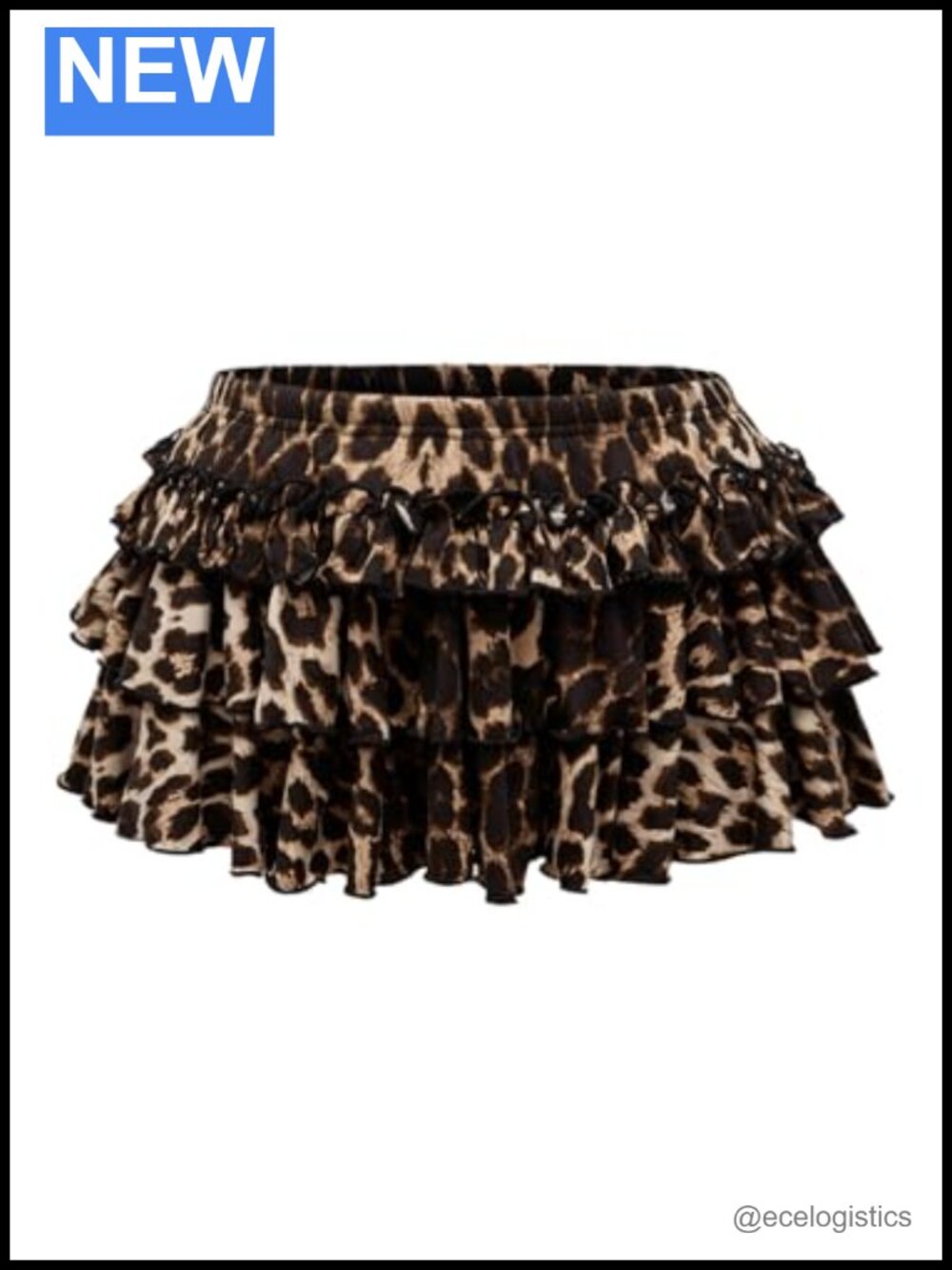 Cheetah Print Ruffle Mini Skirt Tiered Cake A-Line